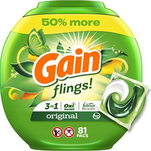 Gain Flings Laundry Detergent Soap Pods, High Efficiency (HE), Original Scent, 81 Count