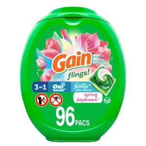 Gain Flings Spring Daydream Scent, 96 Count Laundry Detergent Pacs